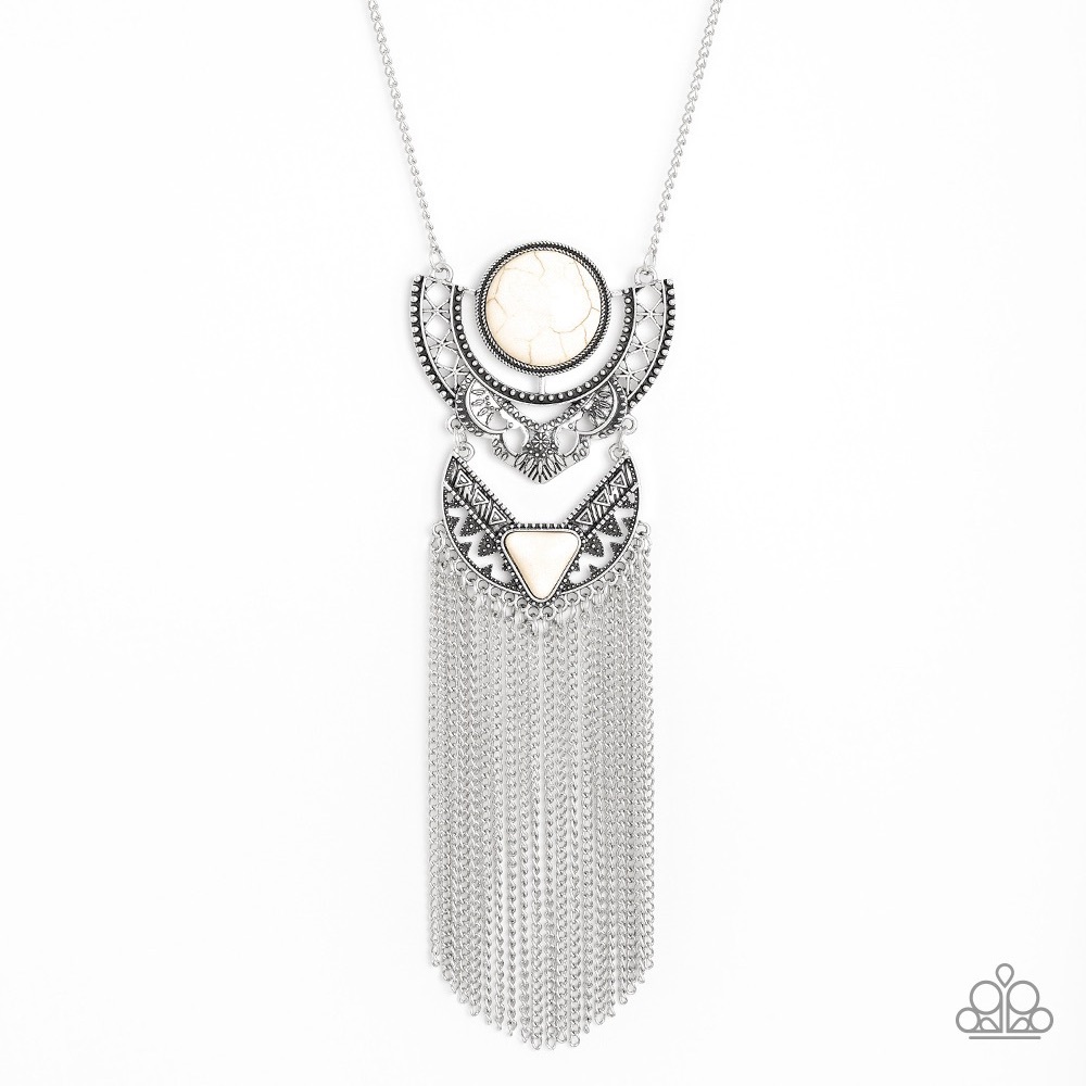 Vintage silver necklace with bone stone